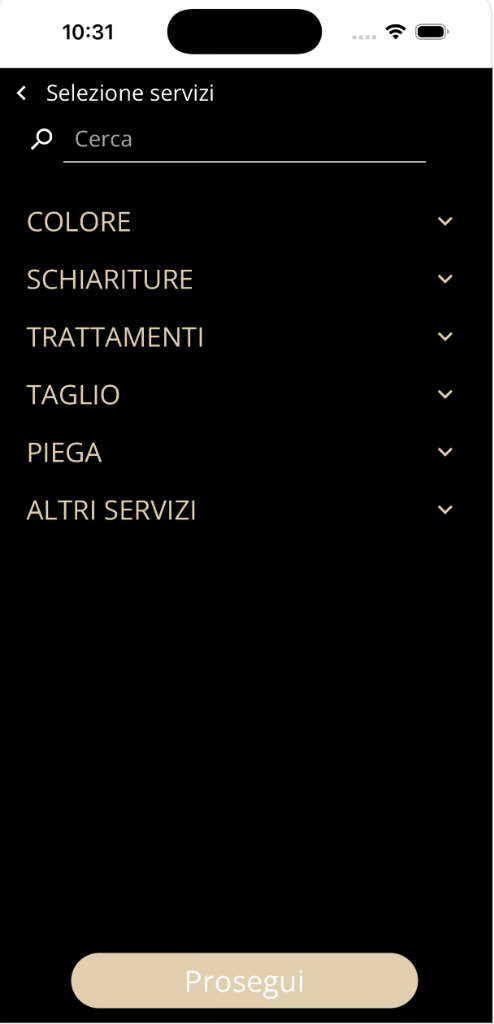 2. Selezione Servizi